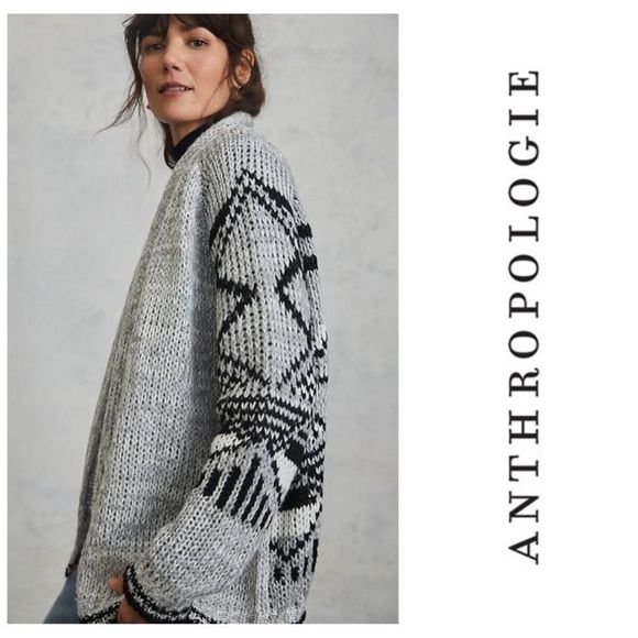 Anthropologie Sweaters - Anthropologie Freesia Graphic Cardigan Size Medium